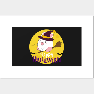 Happy Halloween Bunny Witch Posters and Art